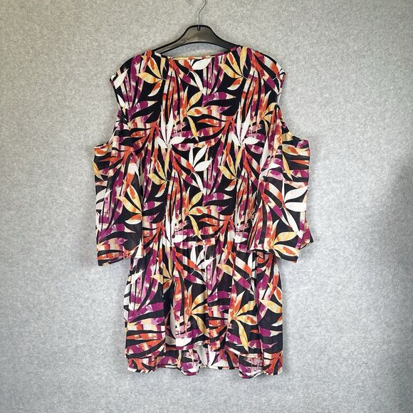 Catherines Chiffon Tunic Top Womens Plus 3X Festival Boho Sheer Beaded Blouse - Picture 8 of 9